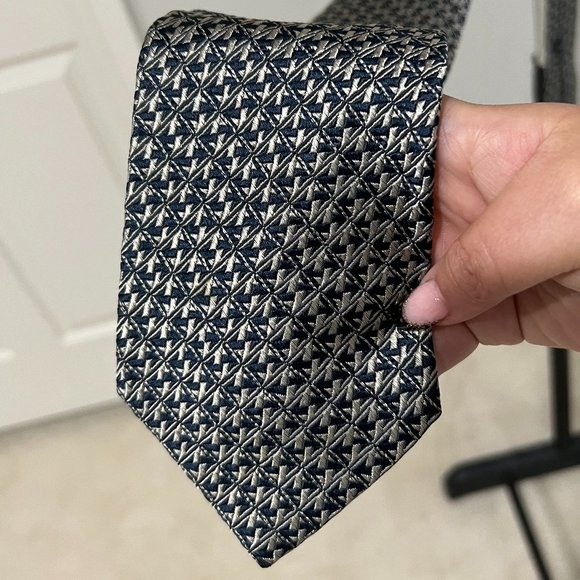 Charvet Place Vendôme Black/White Patterned Soie Silk Mens Neck Tie - Picture 3 of 9